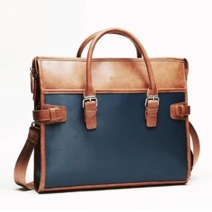 Cognac and Blue Briefcase